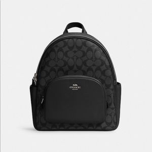 Coach Court Backpack in Black Signature Canvas